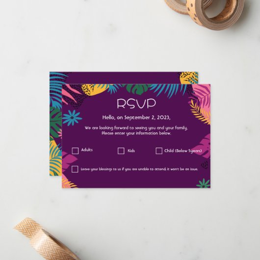 Carte De Correspondance Invité RSVP (Devant/Arrière en situation)