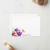 Carte De Correspondance Iris violet et rouge personnalisé (Devant/Arrière en situation)