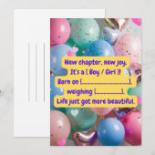 Carte De Correspondance "It’s a [Boy/Girl]!" Reveal Card (Devant / Derrière)