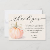 Carte De Correspondance Ivory Bow Petit Baby shower Citrouille Merci (Devant)