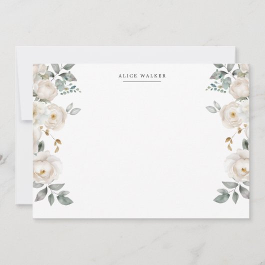 Carte De Correspondance Ivory Elegant Garden Floral Stationery Note Card (Devant)