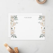 Carte De Correspondance Ivory Elegant Garden Floral Stationery Note Card (Devant/Arrière en situation)
