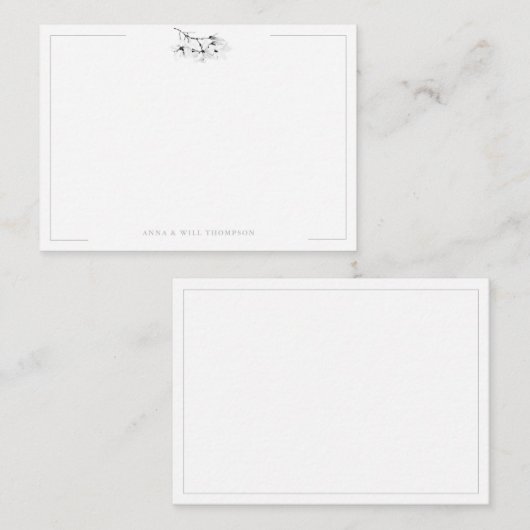 Carte De Correspondance Ivory Magnolia Classe simple Élégant Mariage Coupl (Devant / Derrière)