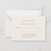 Carte De Correspondance Ivory rose gold wedding response RSVP (Devant)