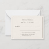 Carte De Correspondance Ivory taupe pinstriped wedding response RSVP (Devant)
