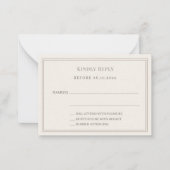 Carte De Correspondance Ivory taupe wedding response RSVP (Devant)