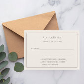 Carte De Correspondance Ivory taupe wedding response RSVP