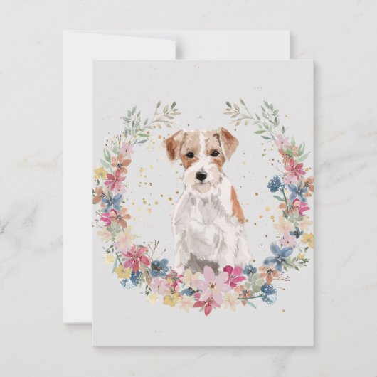 Carte De Correspondance Jack Russell Terrier Fleurs de printemps Monogramm (Devant)