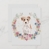 Carte De Correspondance Jack Russell Terrier Fleurs de printemps Monogramm (Devant / Derrière)