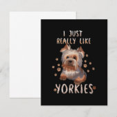 Carte De Correspondance J'Aime Vraiment Les Yorkies (Devant / Derrière)
