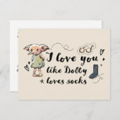 Carte De Correspondance J'aime You Comme Dobby Aime Les Chaussettes (Devant / Derrière)