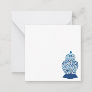Carte De Correspondance Jar de gingembre bleu et blanc