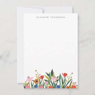 Carte De Correspondance Jardin coloré Floral Papeterie personnalisée