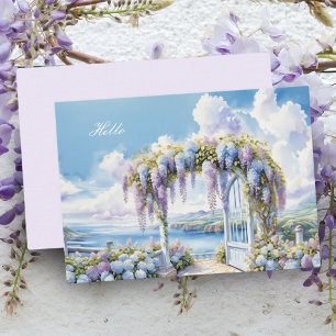 Carte De Correspondance Jardin de glycine aquarelle œuvre d'art IA