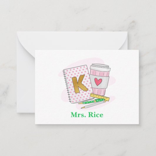 Carte De Correspondance Jardin d'enfants enseignant préppie Carnet café (Devant)