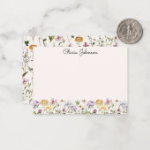 Carte De Correspondance Jardin Fleur sauvage de l'aquarelle monogramme (Devant/Arrière en situation)