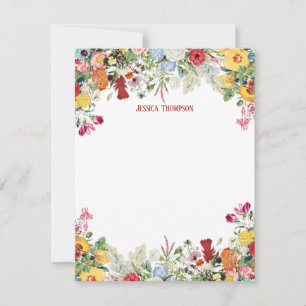 Carte De Correspondance Jardin Floral Personnalisé Fleurs colorées