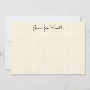 Carte De Correspondance Jaune Citron Pastel Gingham Mini