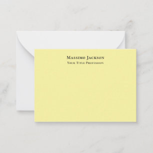 Carte De Correspondance Jaune clair uni élégant professionnel moderne