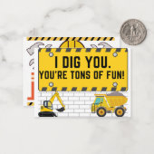 Carte De Correspondance Je Creuse Votre Construction Saint-Valentin Pour E (Devant/Arrière en situation)