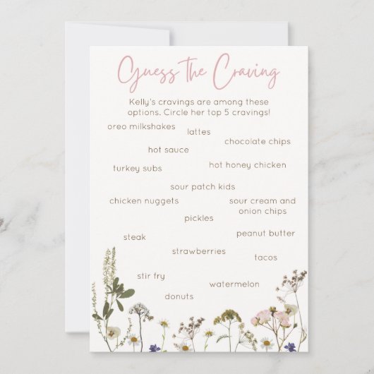 Carte De Correspondance Jeu de Baby Shower (Devant)