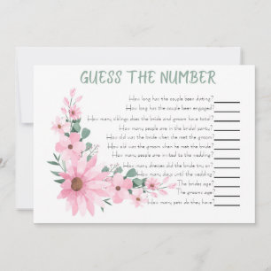 Carte De Correspondance Jeu de devinette du nombre pour mariage Fleurs ros