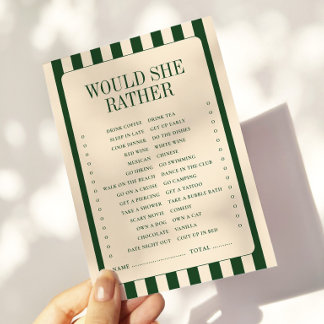 Carte De Correspondance Jeu de mariage à rayures vertes plutôt que l'un ou