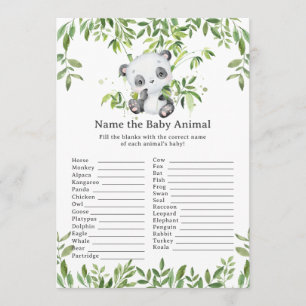 Carte De Correspondance Jeu de nom de bébé animal Ourson Panda Mignon Végé