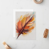 Carte De Correspondance Jeu De Peintures Feuilles Modernes Abstraites, Feu (Devant/Arrière en situation)