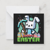 Carte De Correspondance Jeu de pixels de lapin de Pâques heureux  (Dos)