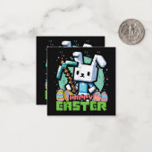 Carte De Correspondance Jeu de pixels de lapin de Pâques heureux  (Devant/Arrière en situation)