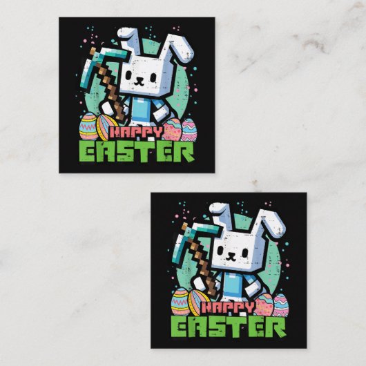 Carte De Correspondance Jeu de pixels de lapin de Pâques heureux  (Devant / Derrière)