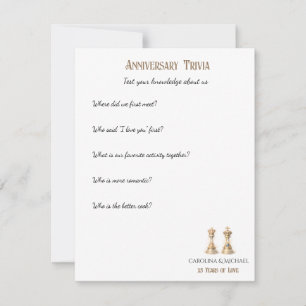 Carte De Correspondance Jeu de quiz pour les 25 ans de mariage Élégant or