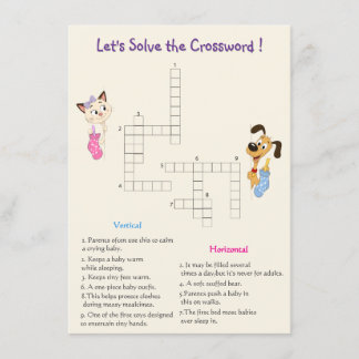 Carte De Correspondance Jeu de société de mots croisés pour révélation de