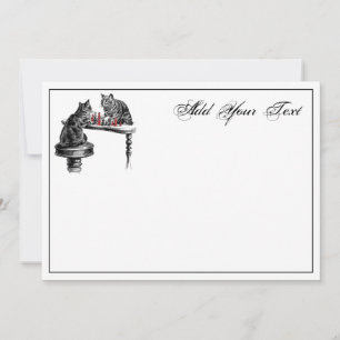 Carte De Correspondance Jeux de société Deux chats jouant Chess Match Cart