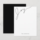Carte De Correspondance Joie Écriture Moderne Noël Noir et Blanc (Devant / Derrière)