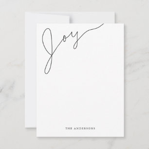 Carte De Correspondance Joie Moderne Écriture Noël Noir et Blanc
