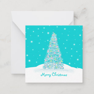 Carte De Correspondance Joli Aqua Mini Arbre de Noël Turquoise