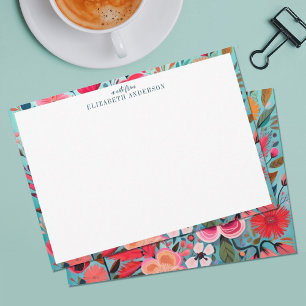 Carte De Correspondance Joli cadre floral de fille botanique