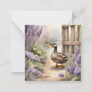 Carte De Correspondance Joli canard aquarelle et couverture lavande