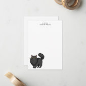 Carte De Correspondance Joli Chat Noir à Longs Poils Merci (Devant/Arrière en situation)