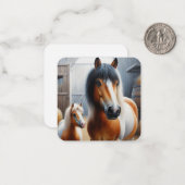 Carte De Correspondance Joli Cheval et Poney (Devant/Arrière en situation)