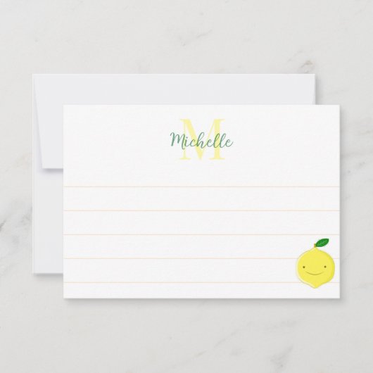 Carte De Correspondance Joli citron de dessin animé personnalisé avec mono (Devant)