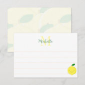 Carte De Correspondance Joli citron de dessin animé personnalisé avec mono (Devant / Derrière)