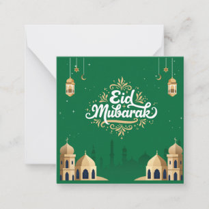 Carte De Correspondance Joli Eid Moubarak de salutation vert