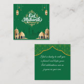 Carte De Correspondance Joli Eid Moubarak de salutation vert (Devant / Derrière)