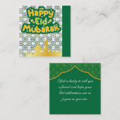 Carte De Correspondance Joli Eid Moubarak de salutation vert (Devant / Derrière)