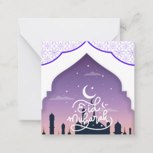 Carte De Correspondance Joli Eid Mubarak Message Violet
