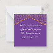 Carte De Correspondance Joli Eid Mubarak Message Violet (Dos)