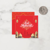 Carte De Correspondance Joli Eid Mubarak Rouge (Devant/Arrière en situation)